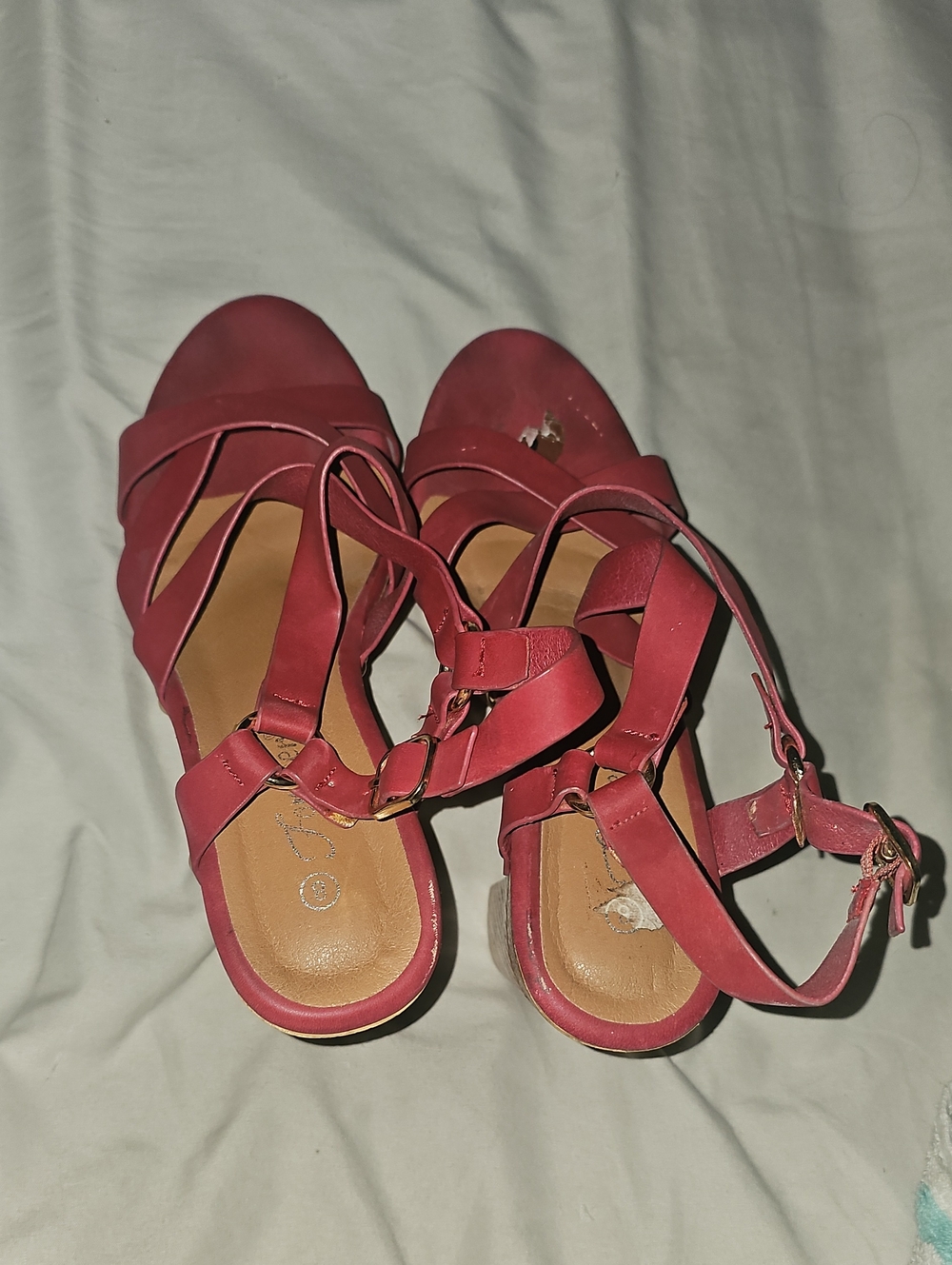 Women's Pink Strappy Platform Heeled Sandals Sz 8